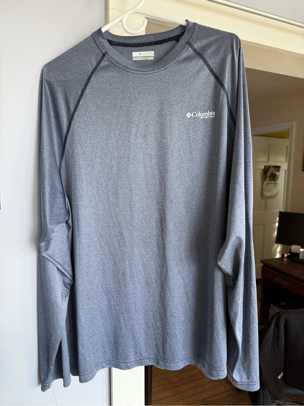 Columbia PFG Long Sleeve Fishing Shirt XL Blue Gray Performance